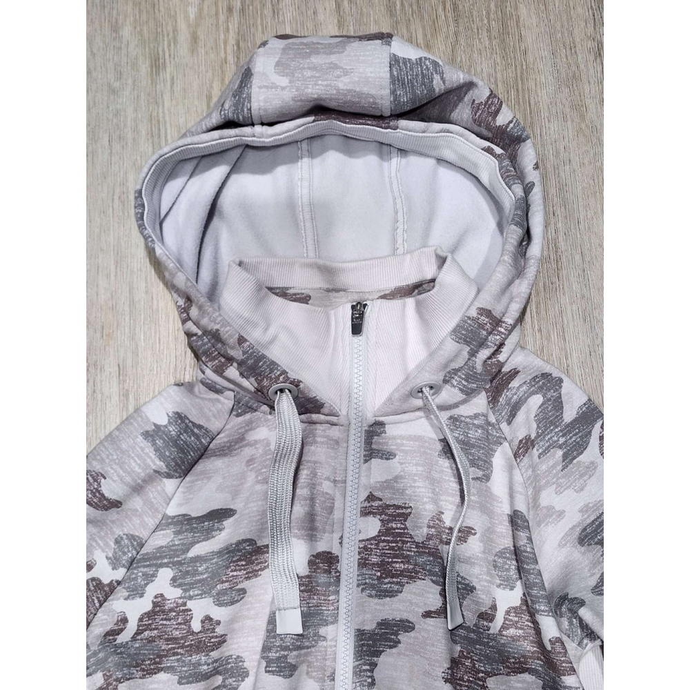 ATHLETA Camo Full Zip Hoodie Athletic Top Thumbholes Size M Gray White Used - Picture 4 of 10